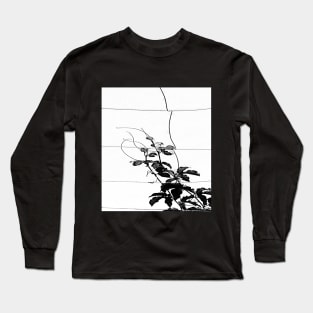 Black and white watercolor Passionflower Vine Climbing on Wire 3 Long Sleeve T-Shirt